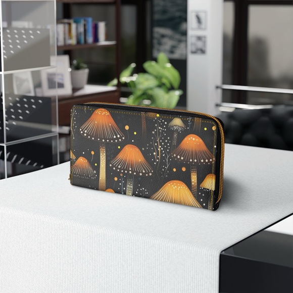 Witchy Fungi Zipper Wallet | Dark Forest Design | Witch-Themed, Mushrooms - Picture 2 of 6
